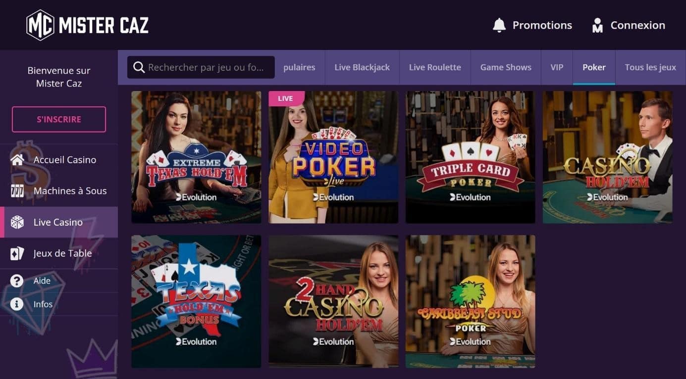 mister caz jeu video poker